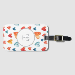 Kleurrijke Harten Custom Inital Tas Bagagelabel