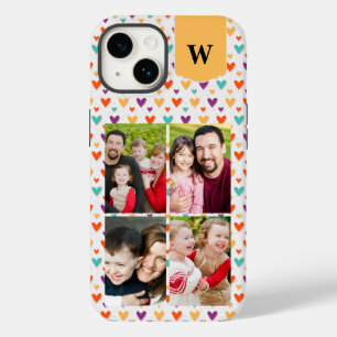 Kleurrijke Harten Custom Monogram 4-Foto's Case-Mate iPhone 14 Hoesje