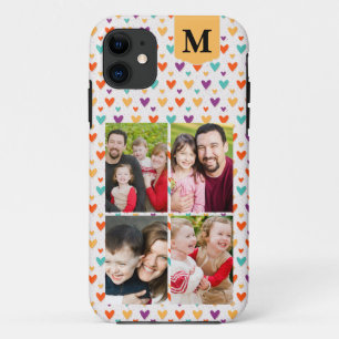 Kleurrijke Harten Custom Monogram 4-Foto's Case-Mate iPhone Case