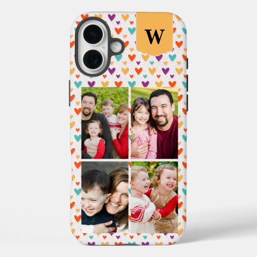 Kleurrijke Harten Custom Monogram 4-Foto's Case-Mate iPhone Case (Achterkant)