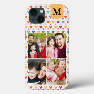 Kleurrijke Harten Custom Monogram 4-Foto's Case-Mate iPhone Case