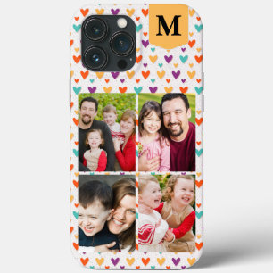 Kleurrijke Harten Custom Monogram 4-Foto's Case-Mate iPhone Case
