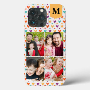 Kleurrijke Harten Custom Monogram 4-Foto's Case-Mate iPhone Case