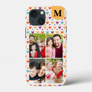 Kleurrijke Harten Custom Monogram 4-Foto's Case-Mate iPhone Case