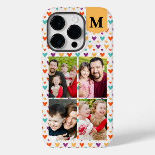 Kleurrijke Harten Custom Monogram 4-Foto's Case-Mate iPhone 14 Pro Hoesje