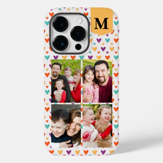 Kleurrijke Harten Custom Monogram 4-Foto's Case-Mate iPhone Case (Achterkant)
