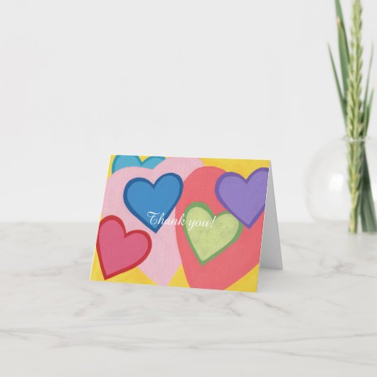 Kleurrijke harten Dank u Kaarten (Voorkant)