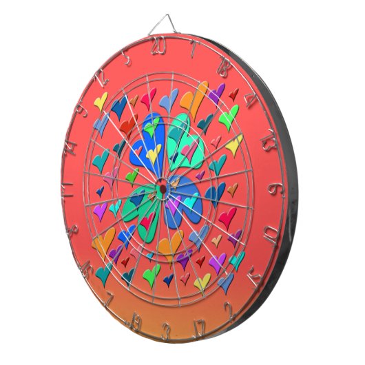 kleurrijke harten dartbord (Voorkant Rechts)