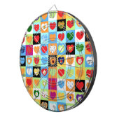 Kleurrijke harten dartbord (Voorkant Rechts)