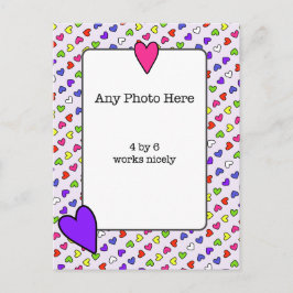 Kleurrijke harten die mijn foto inlijsten briefkaart