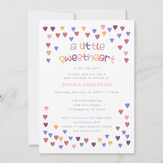 Kleurrijke harten een klein lieverd Baby shower Kaart (Voorkant)