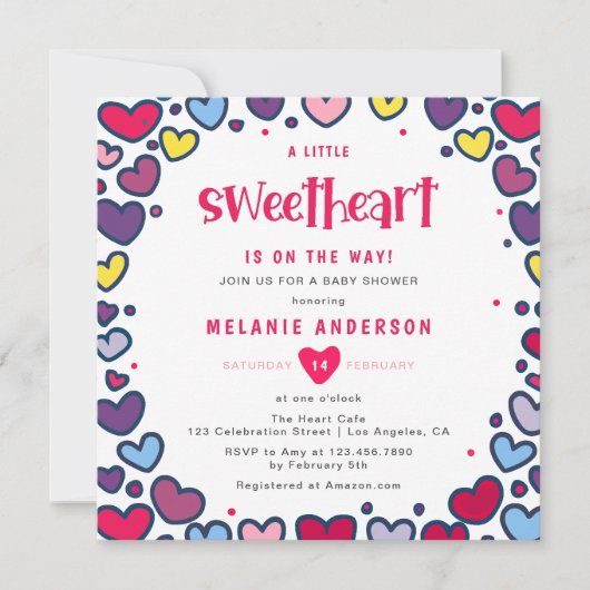 Kleurrijke harten een klein lieverd Baby shower Kaart (Voorkant)