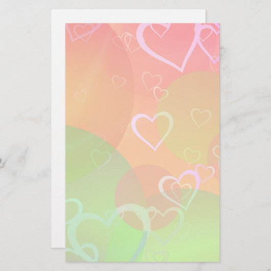 Kleurrijke harten en ballonnen Abstract ontwerp Briefpapier (Voorkant / Achterkant)