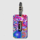 Kleurrijke harten en bloemen Abstract, persoonlijk Bagagelabel (Voorkant (verticaal))