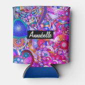 Kleurrijke harten en bloemen Abstract, persoonlijk Blikjeskoeler (Voorkant)