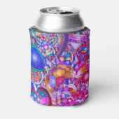 Kleurrijke harten en bloemen Abstract, persoonlijk Blikjeskoeler (Blikje Achterkant)