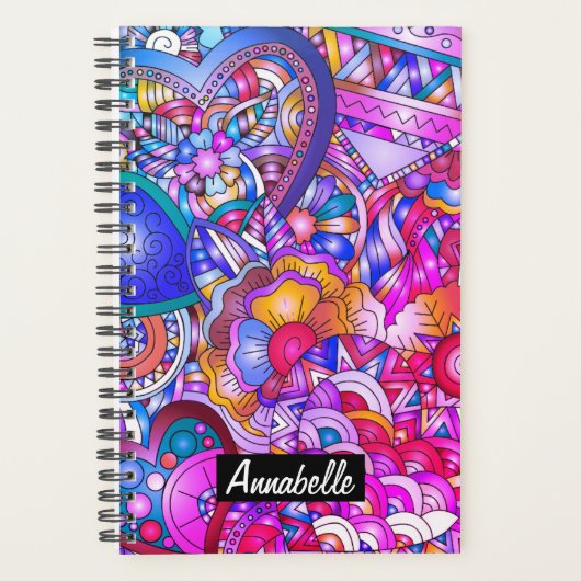 Kleurrijke harten en bloemen Abstract, persoonlijk Planner (Voorkant)