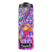 Kleurrijke harten en bloemen Abstract, persoonlijk Thermosbeker (Voorkant)