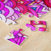 ;Kleurrijke Harten en Bloemen Abstracte Kunst Legpuzzel (Zijkant)