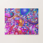 ;Kleurrijke Harten en Bloemen Abstracte Kunst Legpuzzel (Horizontaal)