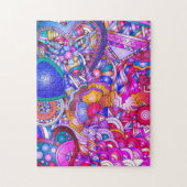 ;Kleurrijke Harten en Bloemen Abstracte Kunst Legpuzzel (Verticaal)