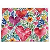 Kleurrijke harten en bloemen groot cadeauzakje (Voorkant)
