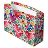 Kleurrijke harten en bloemen groot cadeauzakje (Achterkant Gekanteld)