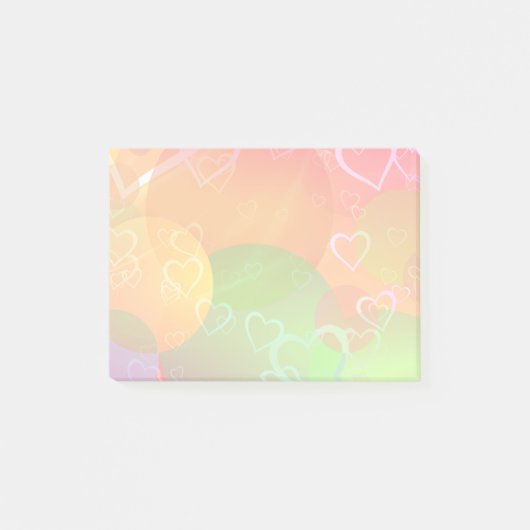 Kleurrijke harten en cirkels patroon post-it® notes (Voorkant)