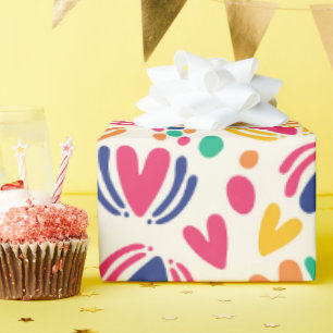 Kleurrijke harten en Polka Dots Cadeaupapier