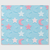 Kleurrijke harten en sterren patch 3D inpakpapier (Vlak)