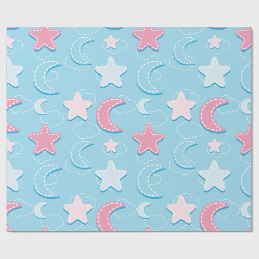 Kleurrijke harten en sterren patch 3D inpakpapier (Vlak)