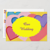 Kleurrijke harten gelaagde aangepaste bruiloft uit kaart (Voorkant / Achterkant)