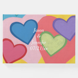 Kleurrijke harten gepersonaliseerde bruiloft gaste gastenboek