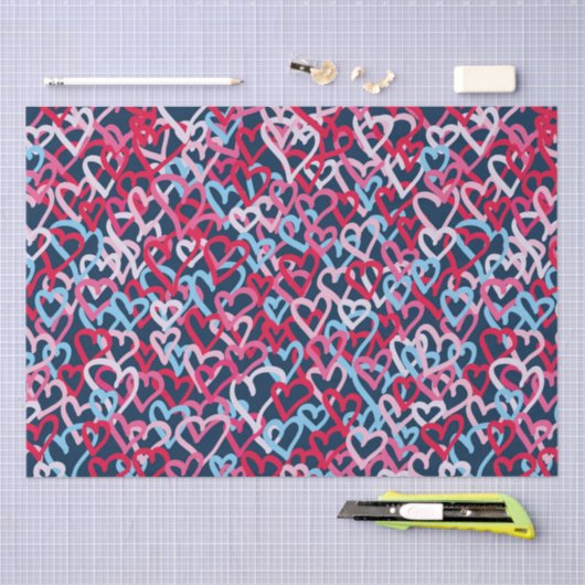 Kleurrijke harten - Graffiti-stijl Tissuepapier (Craft)