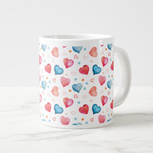 kleurrijke harten grote koffiekop