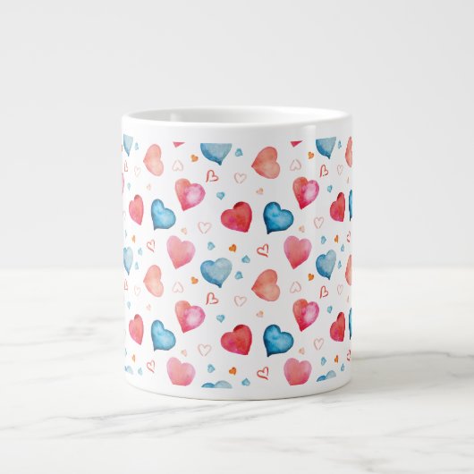 kleurrijke harten grote koffiekop (Voorkant)