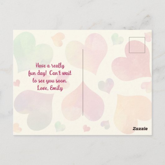 Kleurrijke harten Happy Valentines Day Briefkaart (Achterkant)