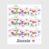 Kleurrijke harten Happy Valentine's Day Typography Sticker (Vel)