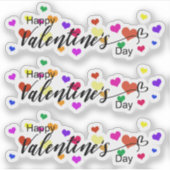Kleurrijke harten Happy Valentine's Day Typography Sticker (Voorkant)