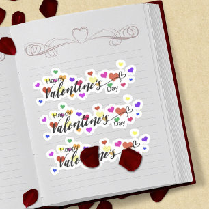 Kleurrijke harten Happy Valentine's Day Typography Sticker