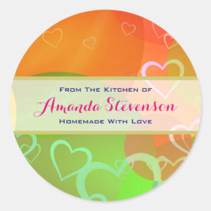 Kleurrijke harten Homemade Kitchen gebarsten artik Ronde Sticker