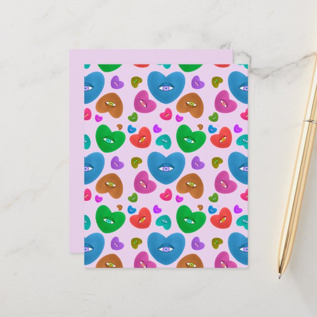 Kleurrijke harten houden van Valentijn Eyeball (Voorkant / Achterkant in situ)