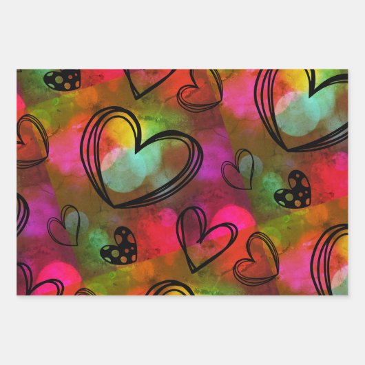 kleurrijke harten inpakpapier vel (Voorkant 3)