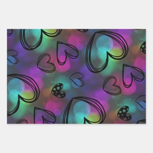 kleurrijke harten inpakpapier vel (Voorkant 2)