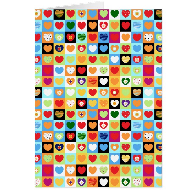Kleurrijke harten, kaart (Voorkant)