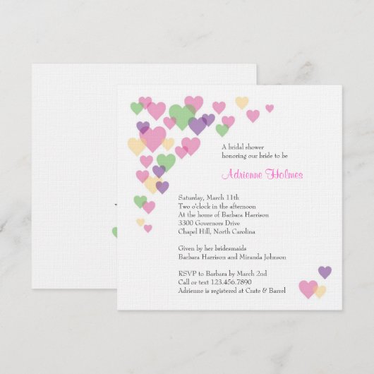 kleurrijke harten kaart (Voorkant / Achterkant)