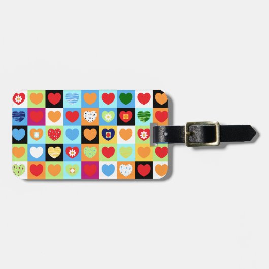 Kleurrijke harten, label bagagelabel (Voorkant horizontaal)