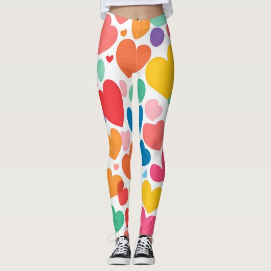 Kleurrijke harten leggings (Voorkant)