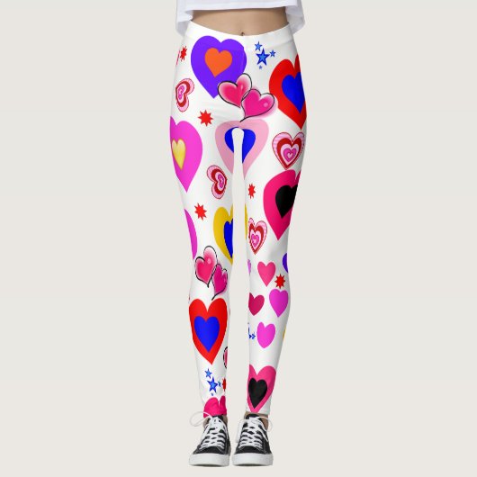 Kleurrijke Harten Leggings (Voorkant)