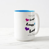 Kleurrijke harten liefde en lach tweekleurige koffiemok (Voorkant rechts)